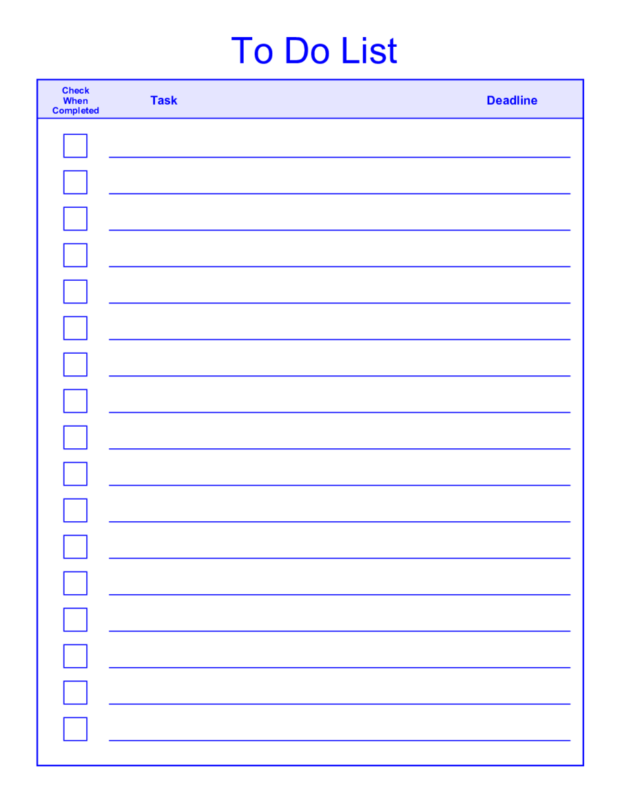 Things To Do List Template Pdf