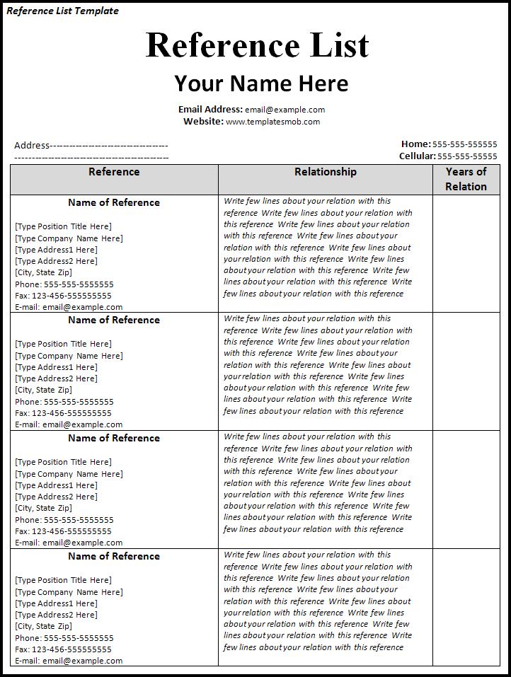 List Of References Template from www.printablestodolists.com